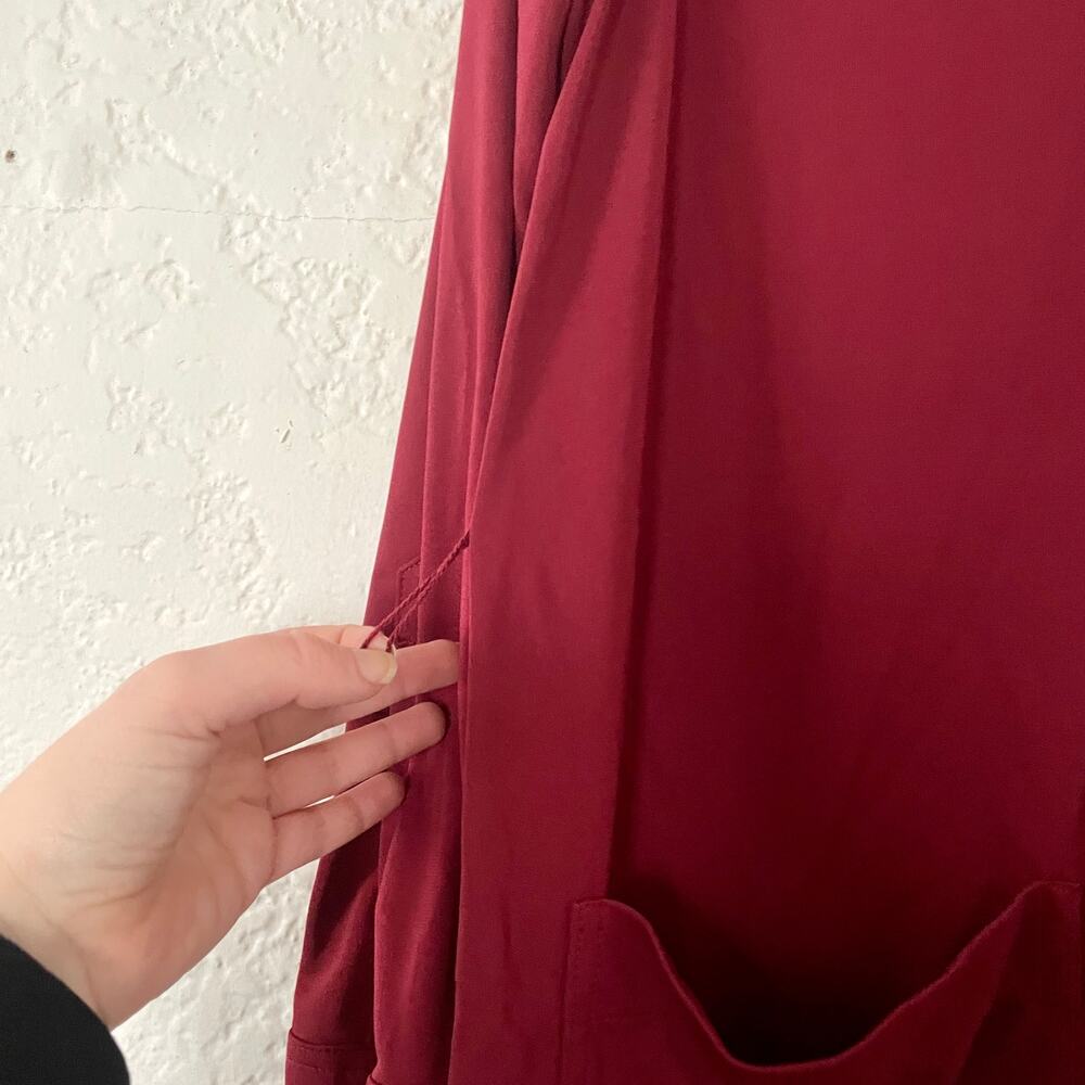 J. Crew Long Sleeve Belted Knit Knee Length Dress Burgundy sz S - Picture 6 of 10